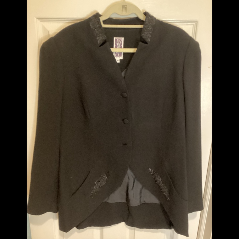 Zelda cocktail hi lo cocktail jacket with Ellen Tracy wide leg slacks